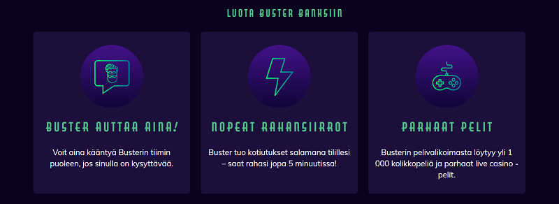 Buster Banks Casino sloganit