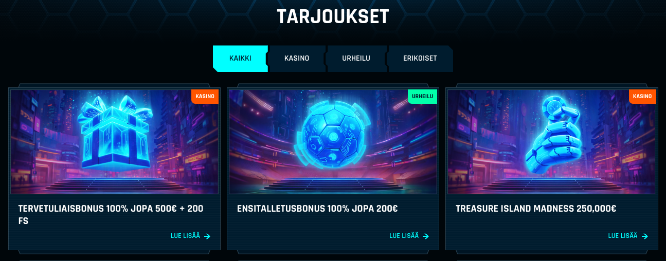 kuvakaappaus ninlay kasinon bonuksista ja tarjouksista